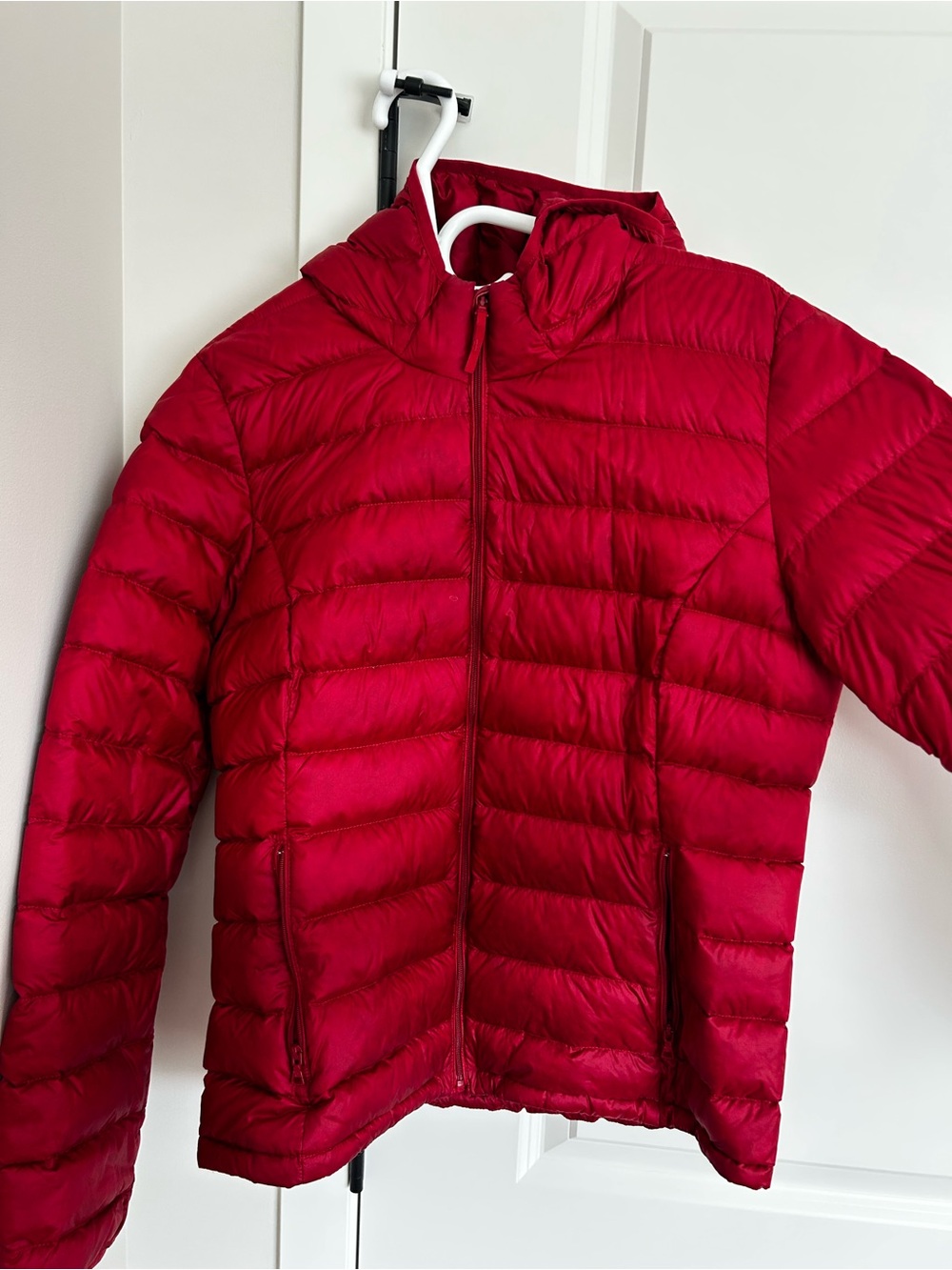 TNA Red Quilted Packable Puffer Jacket with Hood